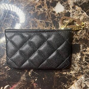 Black Quilted Keychain Wallet
